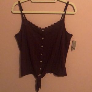 Maroon Lacy, Tied Tank Top